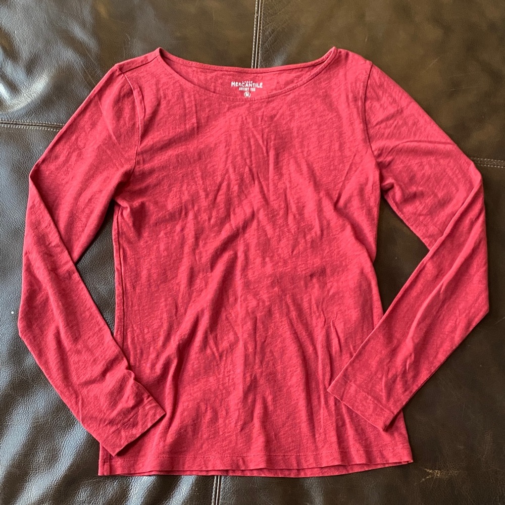 J. Crew Deep Red/Pink Long Sleeve Top